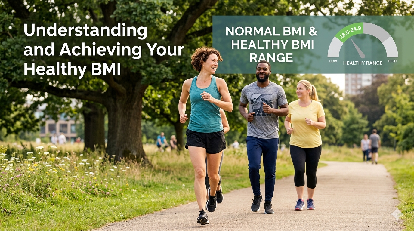 BMI chart highlighting the normal healthy weight range of 18.5 to 24.9